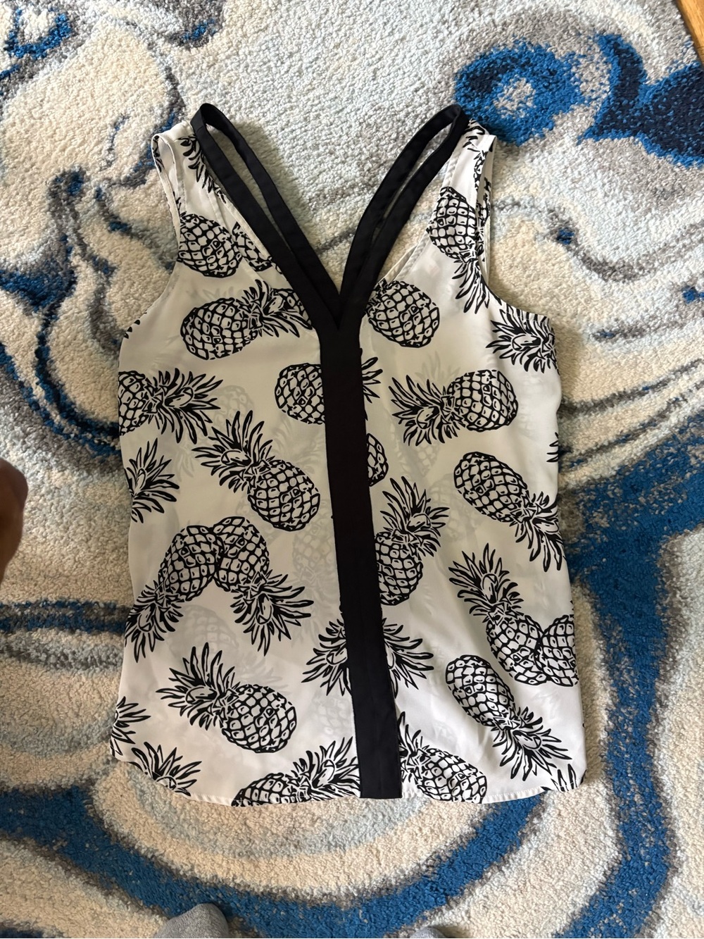 Candie's Black & White Pineapple V-Neck Camisole